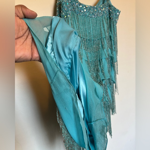 Vtg Scala Beaded Fringe Mini Dress Sz S 100% Silk Sequin Layered Cocktail - Picture 6 of 11